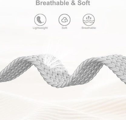 Braided Bands Compatible with Garmin Vivoactive 6/5/3/Venu 2 Plus/Forerunner 165/55/645/245 Music, 20mm Parachute Buckle Soft Stretchy Nylon Band for Garmin Venu/Sq/Sq 2/Vivomove HR Men Women