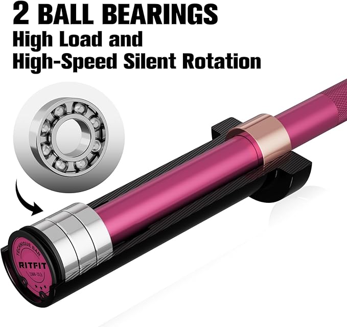 RITFIT Olympic Barbell 4ft/4.8ft/6ft - 2 Inch Weight Bar for Strength Training, Weightlifting, Squat, Deadlift, Bench Press, Curl, Overhead Press - 350lbs/500lbs Capacity