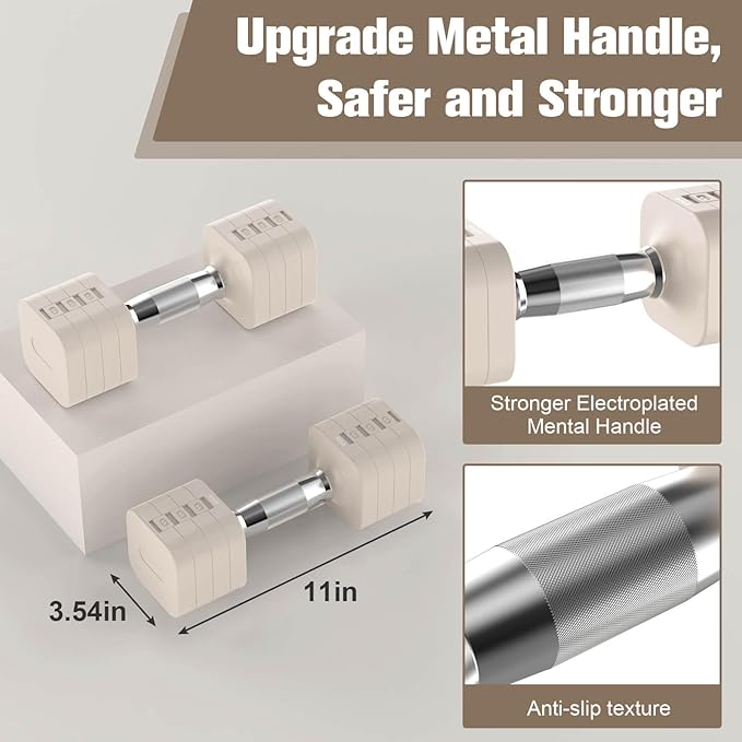 22LBS Adjustable Dumbbells Set, Adjustable Weight Dumbbells with 4 Levels 4.4lb, 6.6lb, 8.8lb, 11lb, Hand Weights Sets for Women/Men Home Gym Full Body Workout