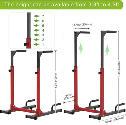 SELEWARE Heavy Duty Dip Bar, Adjustable Width & Height Dip Station Home Gym Fitness Equipment, 800lbs Capacity, Multifunctional Strength Training Dip Stand with Push Up Bar for Tricep Dips, L-Sits