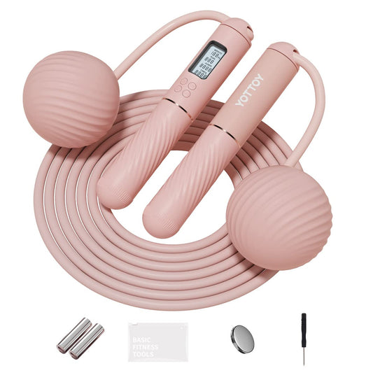 YOTTOY Cordless Jump Rope with Counter - Ropeless Jump Rope 2 In 1 with Large Cordless