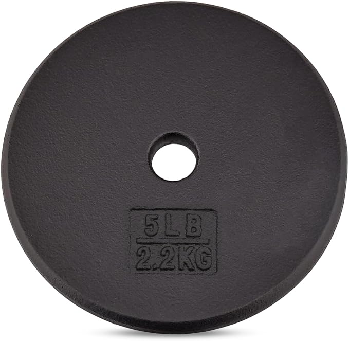 Yes4All Standard 1" Cast Iron Weight Plate - Ideal for Strength Training - Multiple Weight: 5LB to 25LB (Single & Set of 4)