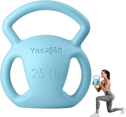 Yes4All Kettlebell, Strength Training Kettlebells for Women, Wide Multi-grip Textured Handle for Home Gym Exercises & Full Body Workout, Single 5–25 lb & Set of 10-15 lb