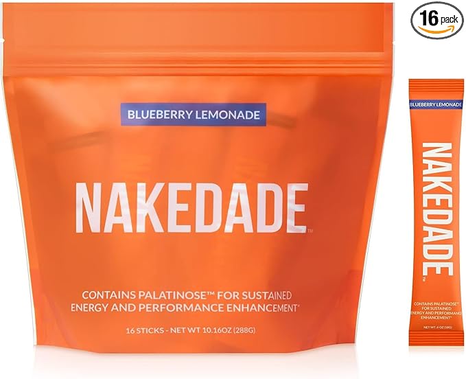 Nakedade Blueberry Lemonade ??Performance Enhancing Sports Drink Powder - Electrolyte Powder ??No GMOs or Artificial Sweeteners, Gluten-Free, Soy-Free, Dairy-Free ??16 Sticks