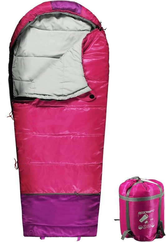 REDCAMP Kids Mummy Sleeping Bag for Camping, 3 Season Cold Weather Sleeping Bag Fit Boys,Girls &