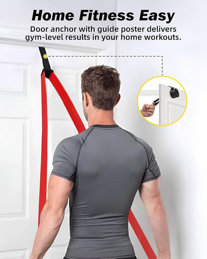 Zacro Resistance Bands, 6 Resistance Levels Pull Up Assistance Bands, Exercise Bands for Men&Women, Heavy Duty Resistance Band Set with Door Anchor, for Working Out, Muscle Training, Physical Therapy