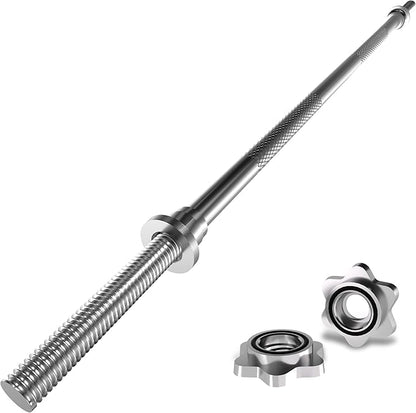 47 inch Olympic Barbell Bar - 1 inch Standard Weight Lifting Bar for Home Gym Strength Training - 480 LB Capacity for Bench Press, Squat, Deadlift, Hip Thrust, Lunge - Includes 2 Star Locknuts
