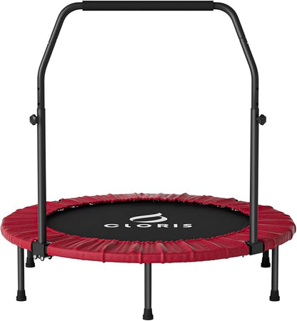 CLORIS 40in Folding Trampoline Mini Trampoline Rebounder Trampoline for Adults Fitness Trampoline with Adjustable Foam Handle, with safty Padded Cover Best Gift.