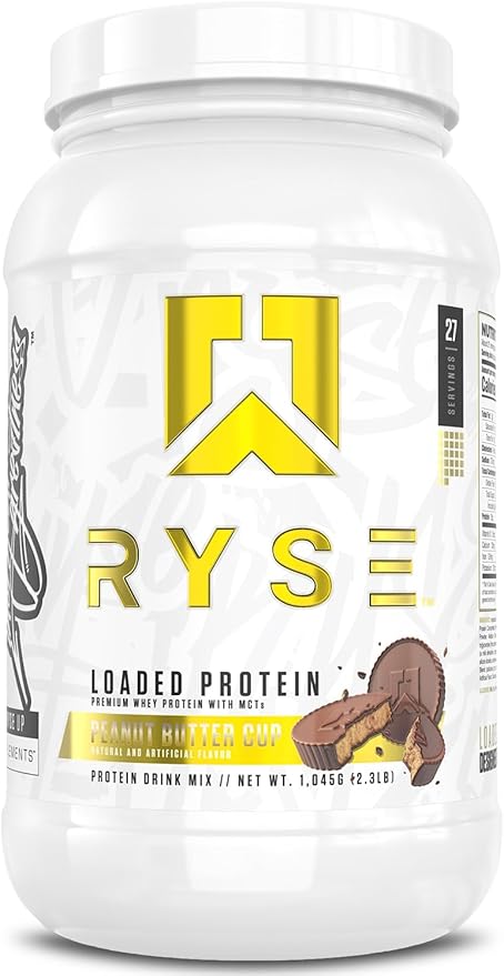 RYSE Loaded Protein Powder - Peanut Butter Cup - 25g Whey Protein Isolate & Concentrate with