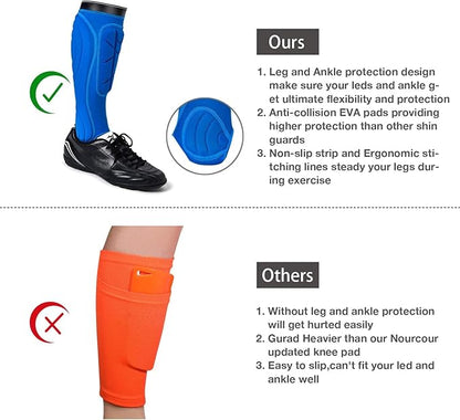 Soccer Shin Guards, Soccer Protective Gear with Calf and Ankle Pads, Shin Guard Pads for Youth and Adult