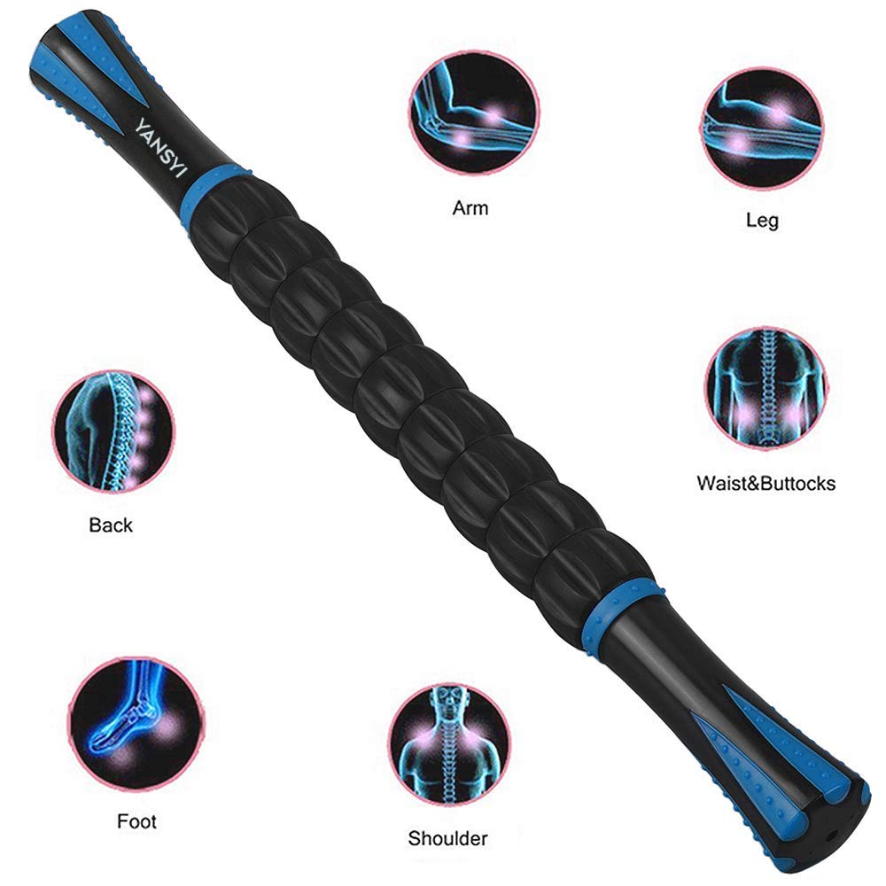 YANSYI Professional 9-Roller Deep Tissue Massage Stick - Portable Muscle Recovery Roller for