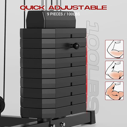Home Gym, Multifunctional Weight Machine, Full Body Workout Station Exercise Equipment, All in One Home Gym with Pulley System for Strength Training