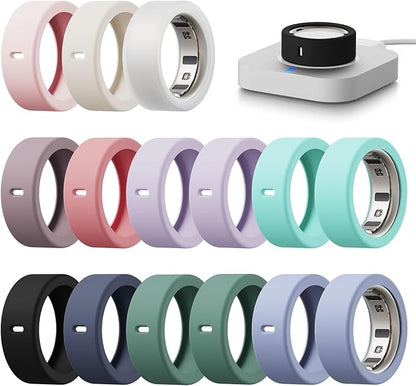 15 Pack Cover Compatible with Oura Ring Gen 4/Gen 3 Horizon/Gen 3 Heritage, Anti-Scratch Silicone Case for Oura Ring Protector for Women Men Working Out Gym, Support Charging with Cover on