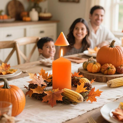 3 Set Different Sizes Orange Colored Pillar Candles, Dripless Unscented 3x4 3x6 3x8 Inch Fall Cylinder Column Wax Candles for Thanksgiving Day Autumn Harvest Home Table Decor Power Outage Emergency