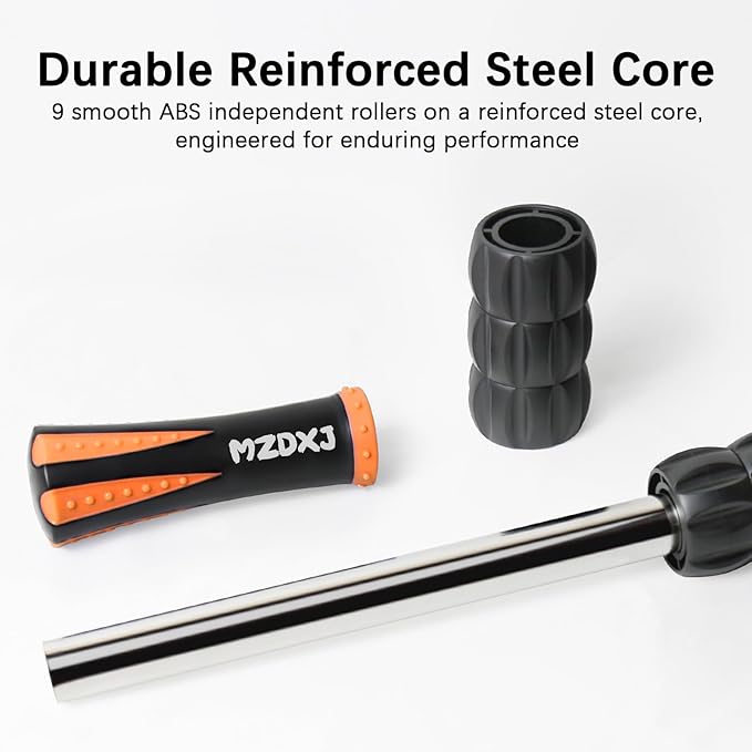 Muscle Roller Stick for Athletes -Roller Massager for Myofascial Pain Relief - Handheld Physical Therapy & Recovery Tool(Orange black-18 inch)