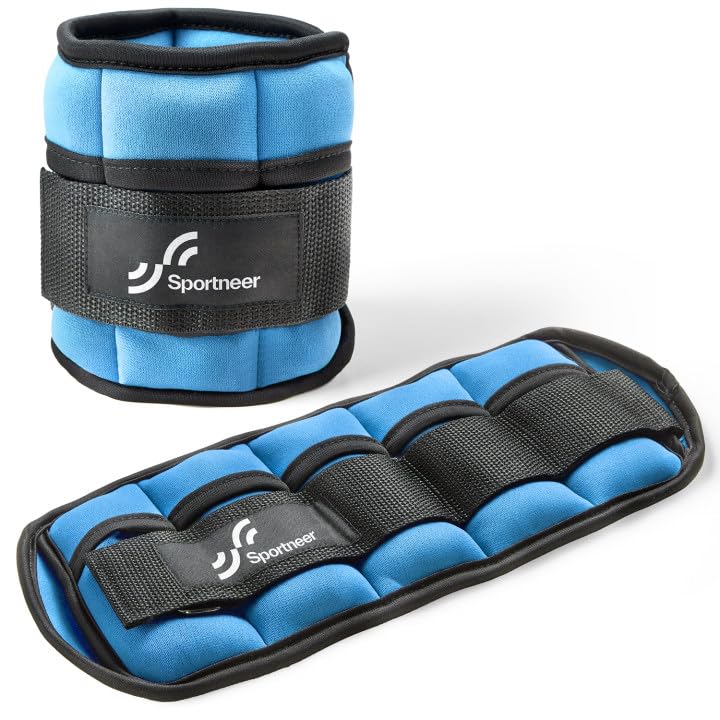 Sportneer Adjustable Ankle Weights 5lb per Pack,10 Pair,Blue