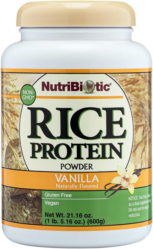 NutriBiotic ??Vanilla Rice Protein, 1 Lb 5 Oz (600g) | Low Carb, Keto-Friendly, Vegan, Raw Protein Powder | Grown & Processed Without Chemicals, GMOs or Gluten | Easy to Digest & Nutrient-Rich