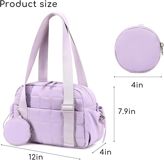 CAMTOP Mini Gym Bag for Women, Small Gym Tote Bag Puffy Quilted Sports Duffel Bag with Wet Compartment and Coin Purse Duffel Bags Dance Yoga Workout Bag