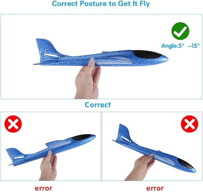 BooTaa 4 Pack Airplane/Flying Toys, 17.5" Large Throwing Foam Plane/Gliders, 2 Flight Mode, Birthday Gifts for Girls Kids 3 4 5 6 7 8 9 10 11 12 Year Old Boys,Outdoor Sport Game Toys