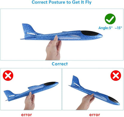 BooTaa 4 Pack Airplane/Flying Toys, 17.5" Large Throwing Foam Plane/Gliders, 2 Flight Mode, Birthday Gifts for Girls Kids 3 4 5 6 7 8 9 10 11 12 Year Old Boys,Outdoor Sport Game Toys