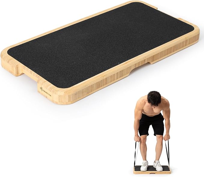 StrongTek Resistance Bands Training Board, Bamboo Exercise Platform (24" x 12.5" x 1.6"), Non-Slip Grip & Feet, No Assembly, Supports 1000 lbs for Strength & Full-Body Workouts