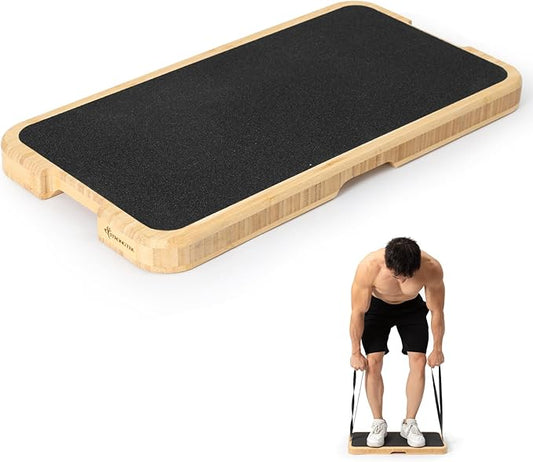 StrongTek Resistance Bands Training Board, Bamboo Exercise Platform (24" x 12.5" x 1.6"), Non-Slip Grip & Feet, No Assembly, Supports 1000 lbs for Strength & Full-Body Workouts