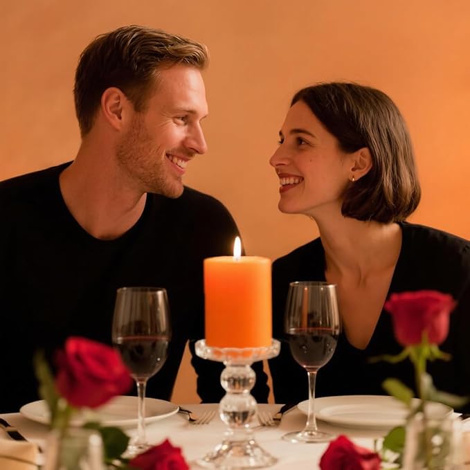 3 Packs 2.8x6 Inch Orange Pillar Candles, Unscented Dripless Non-Toxic Smokeless Long Lasting Fall Colored Cylinder Candles for Thanksgiving Day Home Dinner Table Power Outage Emergency