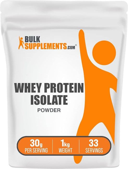 BulkSupplements.com Whey Protein Isolate Powder - Whey Protein Powder, Unsweeteneed, Unflavored &
