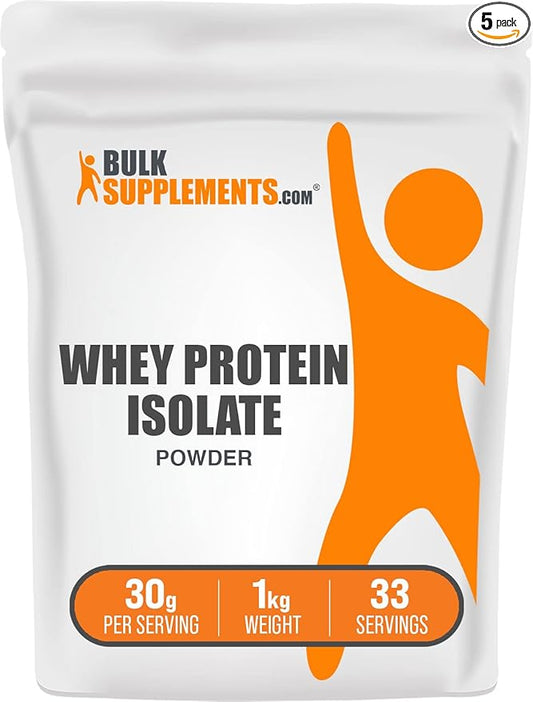 BulkSupplements.com Whey Protein Isolate Powder - Whey Protein Powder, Unsweeteneed, Unflavored &