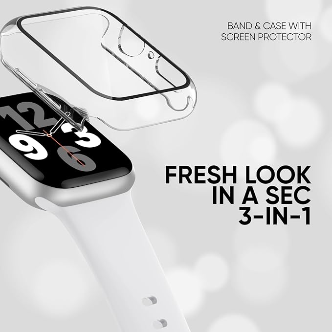 Compatible for Apple Watch Series 11 10 Band 46mm and Case with Screen Protector, Soft Silicone Sport Strap Bands and Protective Cover with Tempered Glass for iWatch Series 11 10