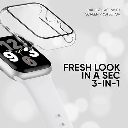 Compatible for Apple Watch Series 11 10 Band 46mm and Case with Screen Protector, Soft Silicone Sport Strap Bands and Protective Cover with Tempered Glass for iWatch Series 11 10