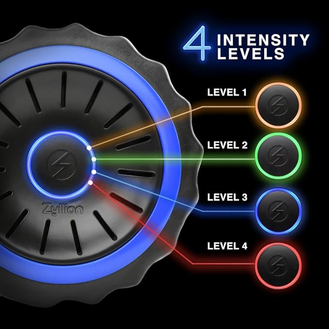 Zyllion Rechargeable Vibrating Foam Roller with 4 Speeds - Cordless Electric Deep Tissue Massager for Muscle Pain Relief, Black/Blue, ZMA-22