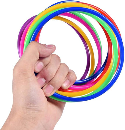 OBTANIM 12 Pcs Plastic Ring Toss Game for Kids and Outdoor Toss Rings for Speed and Agility Practice Game, Random Colors