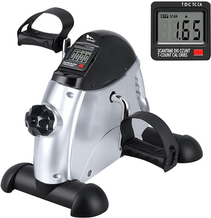 Mini Exercise Bike, himaly Under Desk Bike Pedal Exerciser Portable Foot Cycle Arm & Leg Peddler Machine with LCD Screen Displays