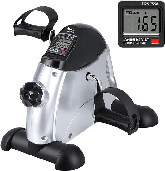 Mini Exercise Bike, himaly Under Desk Bike Pedal Exerciser Portable Foot Cycle Arm & Leg Peddler Machine with LCD Screen Displays