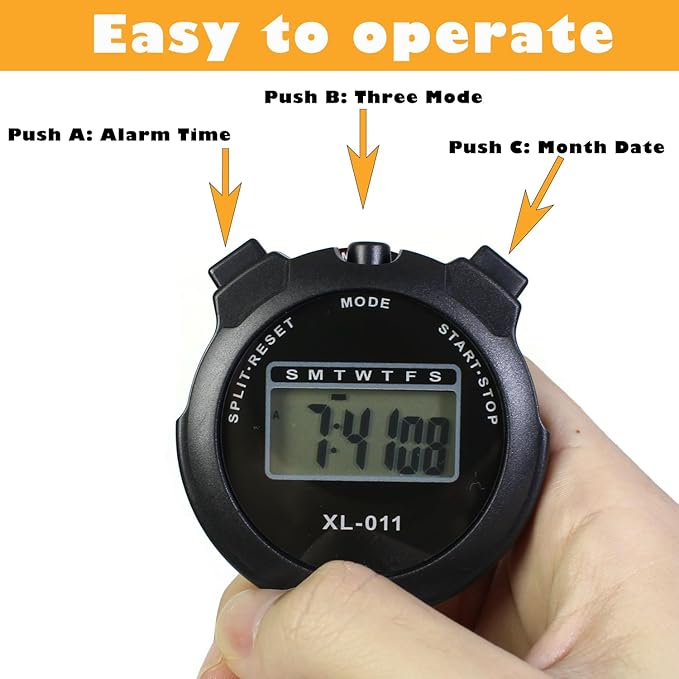 16-Pack Multi-Function Electronic Digital Sport Stopwatch Timer, Large Display with Date Time and Alarm Function, Sports Coaches Fitness Coaches and Referees Black