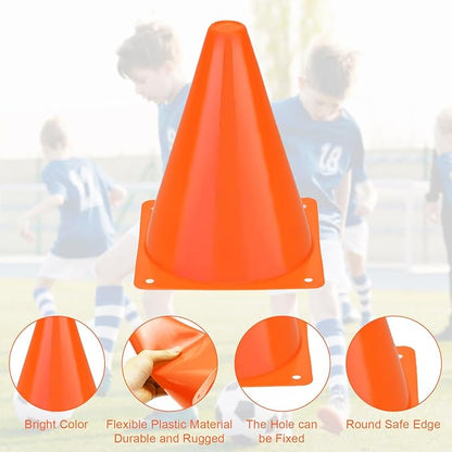 40 Pack Plastic Traffic Cone 7 Inch Small Orange Cones for Sports Soccer Cones Bike Obstacle Training Cone Agility Cones for Sports Skating Indoor Outdoor Activity Party Decorations