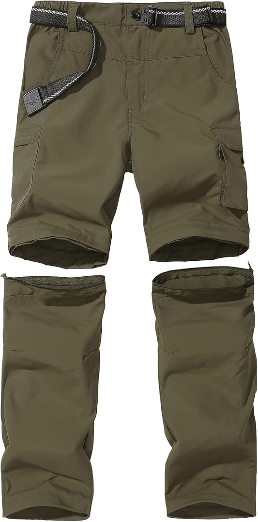 Boy’s Convertible Hiking Pants Lightweight Quick Dry Zip Off Pants for Kids Youth Outdoor UPF 50+