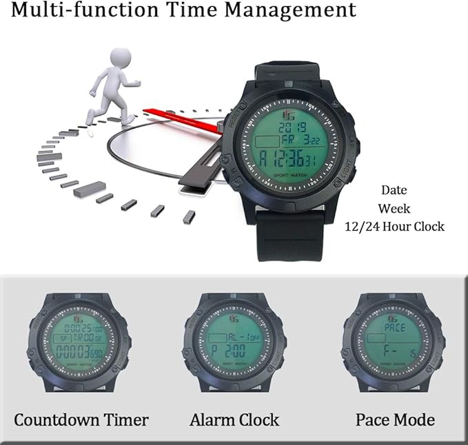 FCXJTU Digital Sports Stopwatch Timer 10/100 Lap Split Memory Stopwatch Calendar Alarm, Pace Mode with 3-Row Extra Large Screen Water Resistant Includes Battery, Lanyard for P.E Referee Coaches