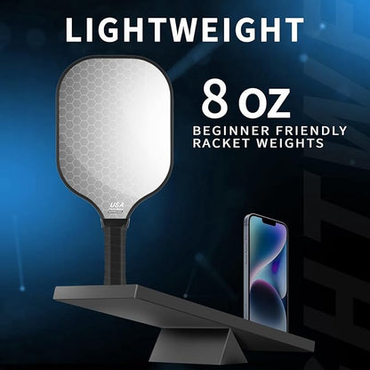 99.9% T300 Carbon Fiber Lightweight Pickleball Paddles Set of 2 Indoor Outdoor Games Equipment Beginner Intermediate Pro Sports Accessories Gifts