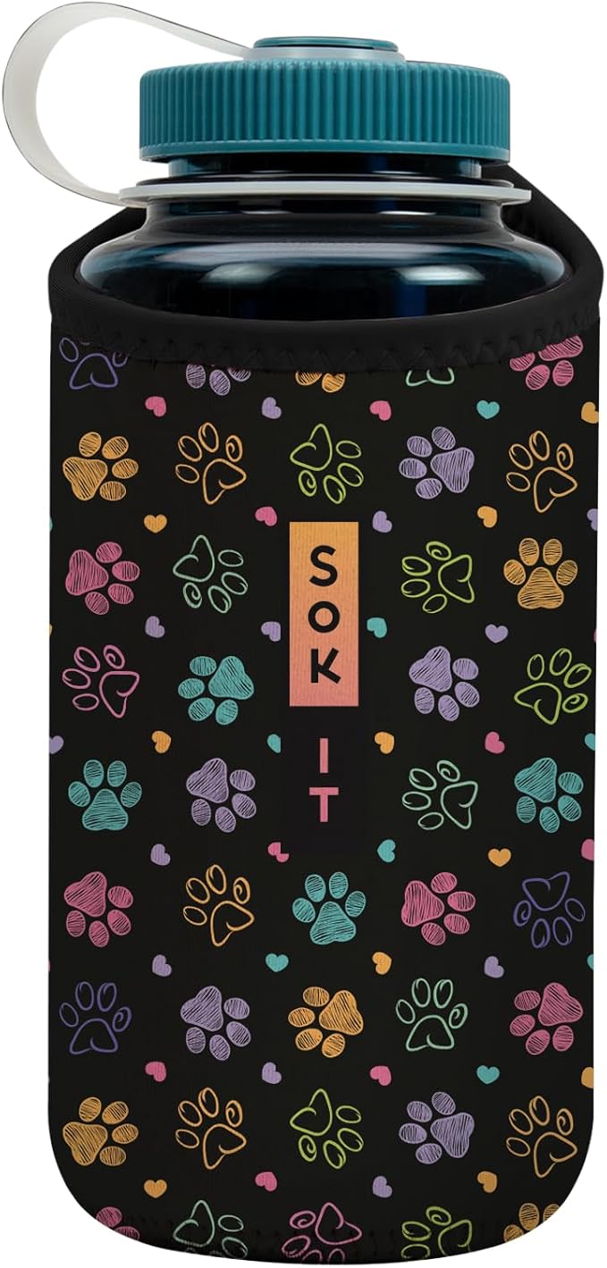 Sok It BotlSok Water Bottle Sleeve Insulated Neoprene Cover (Furry Footprints, Fits 32oz Nalgene)