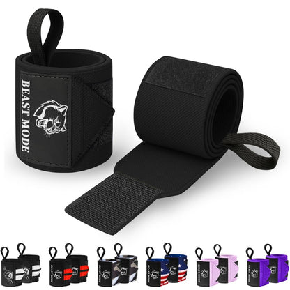 TECEUM Elastic Cotton Weightlifting Wrist Wraps with Thumb Loops, 1 Pair