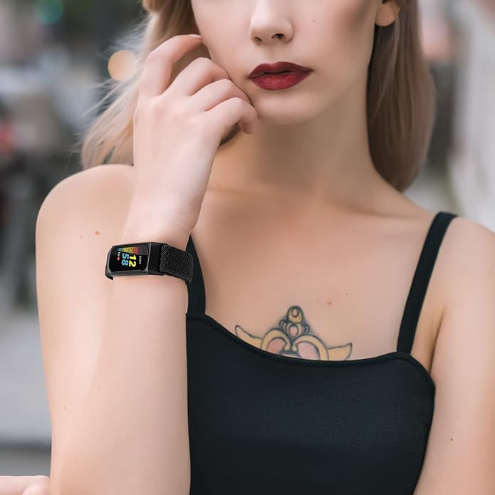 Braided Band Compatible with Fitbit Charge 6/Fitbit Charge 5, Soft Nylon Solo Loop Adjustable Replacement Wristband for Women Men