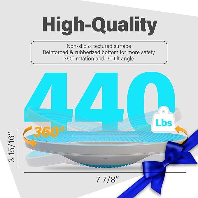 Upgraded Wobble Balance Board for Physical Therapy, Standing Desk & Gym 16 1/3" | Core Trainer with Non-slip Surface | Stability Board for Workout Balance Training | Slackboard | Wobble Board