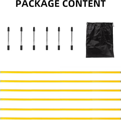 6 Pcs 5FT Adjustable Agility Training Poles for Soccer,Basketball,Football,Dog,Horse Training-Speed and Agility Training Equipment Sports Training Sticks with Stainless Steel Ground Nails