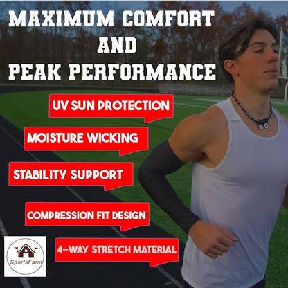 Youth & Adult Sizes Moisture Wicking Compression Arm Sleeve (1 Sleeve) (Over 100 Colors Available in Our Store)