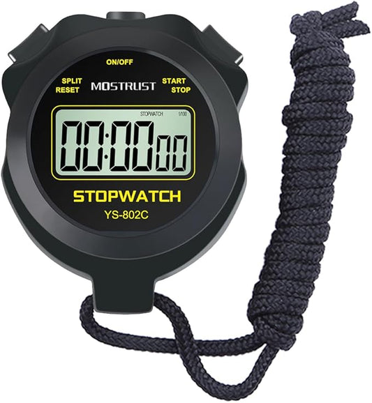 Digital Simple Stopwatch, 1/30 Lap Basic Stopwatch, No Bells, No Clock, No Alarm, Silent, Child