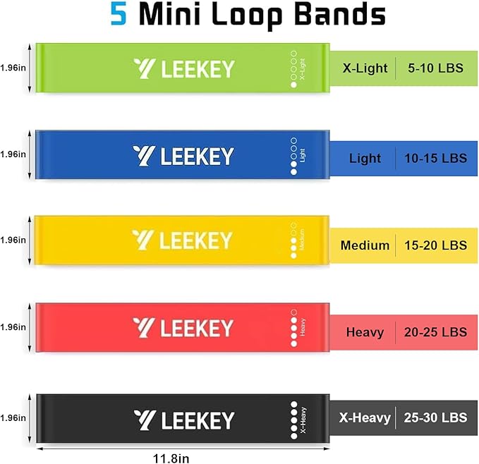 LEEKEY Resistance Bands Set for Pull-Up Assistance & Full-Body Training, Multi-Level Exercise Bands with Bag for Home Workouts, Physical Therapy, Strength Training (Men/Women)