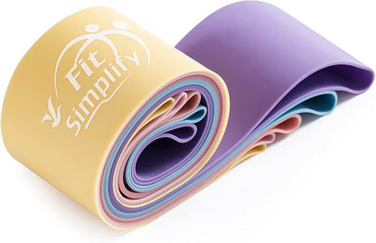 Fit Simplify Resistance Loop Exercise Bands with Instruction Guide and Carry Bag, Set of 5