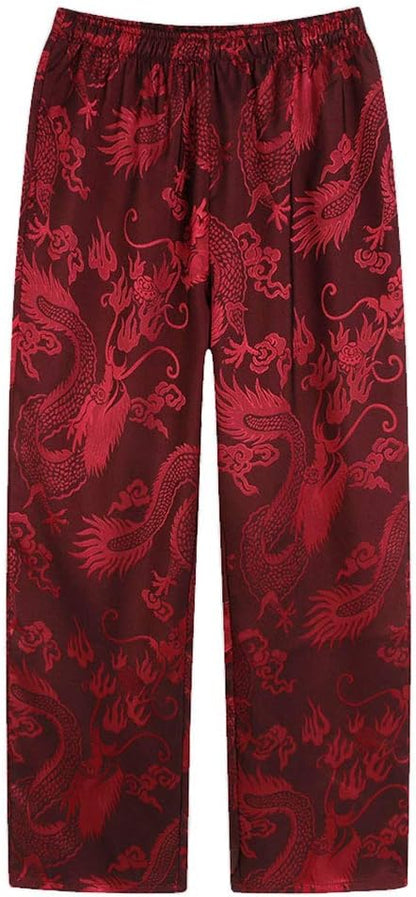 wecotton Tang Suit Men Hanfu Chinese Traditional Clothes Kung Fu Shirt Uniform Long Sleeved Coat Tops and Pants